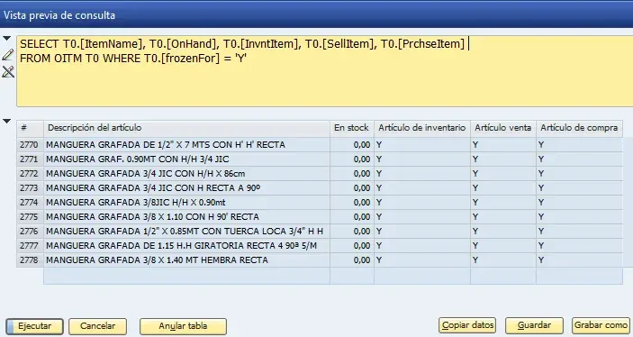 Consulta SQL SAP Business One